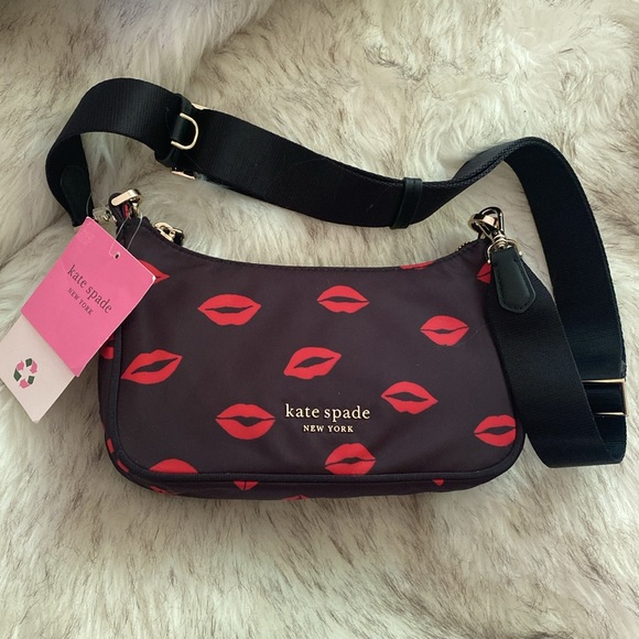 ❣️🎉HOST PICK🎉❣️Kate Spade The Little Better Sam Kisses Crossbody Bag Black/Red - Picture 8 of 11
